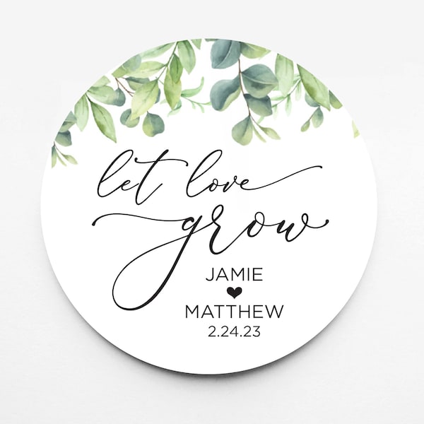 Let Love Grow Succulent Favor Stickers - Wedding Plant Favor - Wedding Favor Sticker - Shower Favor Sticker - Let Love Grow