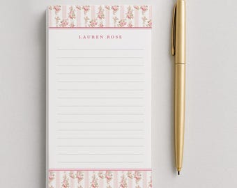 Personalized Notepad - Custom Personalized Gift - Coquette Rose Notepad with Name - Gift for Her - Pink Floral