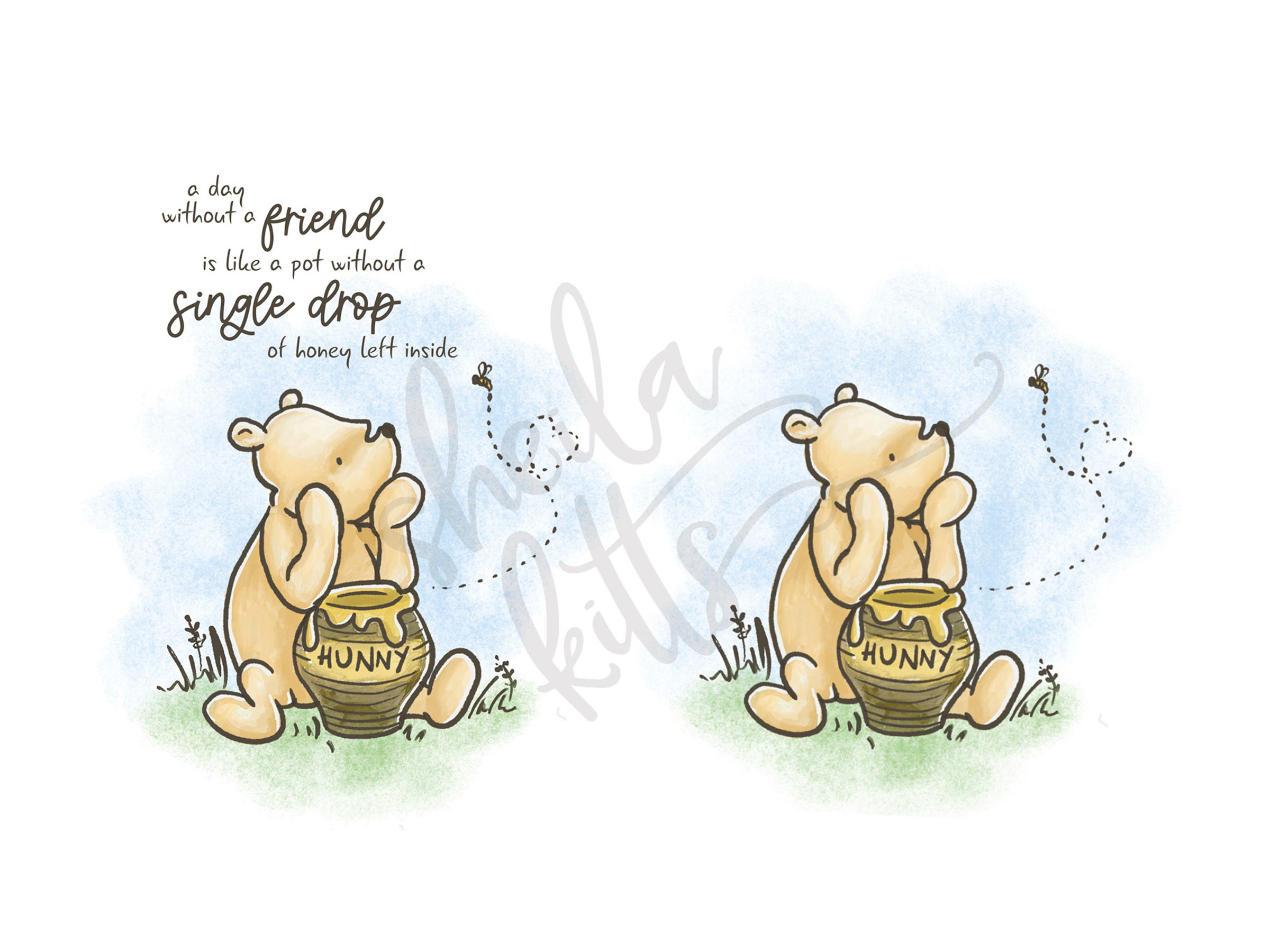 Classic Winnie the Pooh PNG - Winnie the Pooh Artwork - Pooh Illustration - Pooh and Honey Pot - Pooh for Sublimation