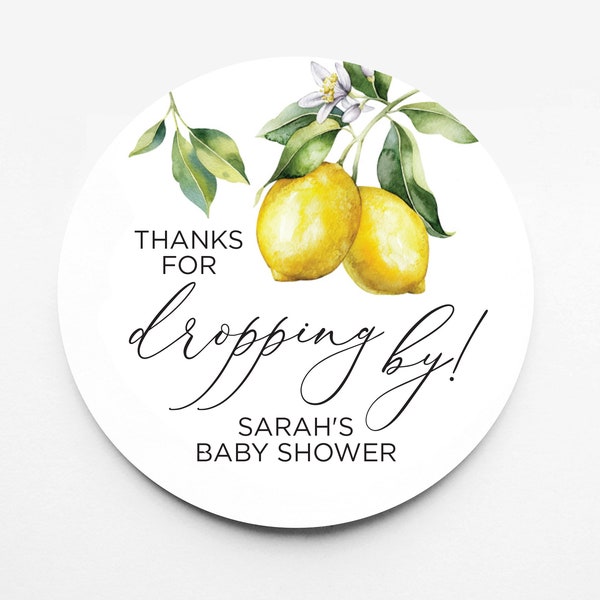 Lemon Drop Favor Sticker - Thanks for dropping by Favor Sticker - Lemon Theme Party Favor - Lemon Theme Shower Favor - Lemon Favor Sticker