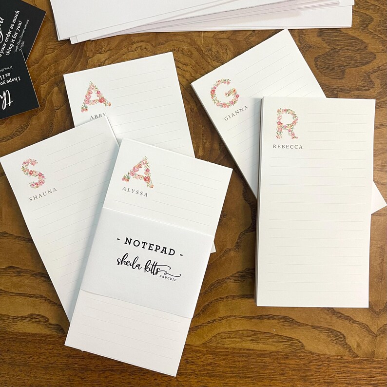 Personalized Notepad - Custom Personalized Gift - Flower Monogram ...