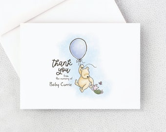 Classic Winnie the Pooh Thank You Card - from the nursery of - Classic Winnie the Pooh - Personalized Thank You Card Blank Inside - Baby Boy