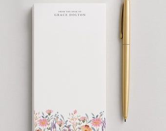 Personalized Notepad - Custom Personalized Gift - Wildflower Notepad with Name - Gift for Her - Pink Floral / Flowers