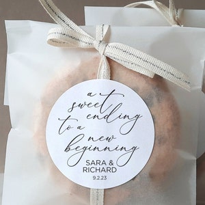 A Sweet Ending Thank You Favor Stickers - Wedding Favor Stickers - A Sweet Ending to A New Beginning Favor Stickers