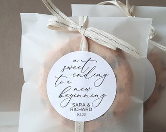 A Sweet Ending Thank You Favor Stickers - Wedding Favor Stickers - A Sweet Ending to A New Beginning Favor Stickers