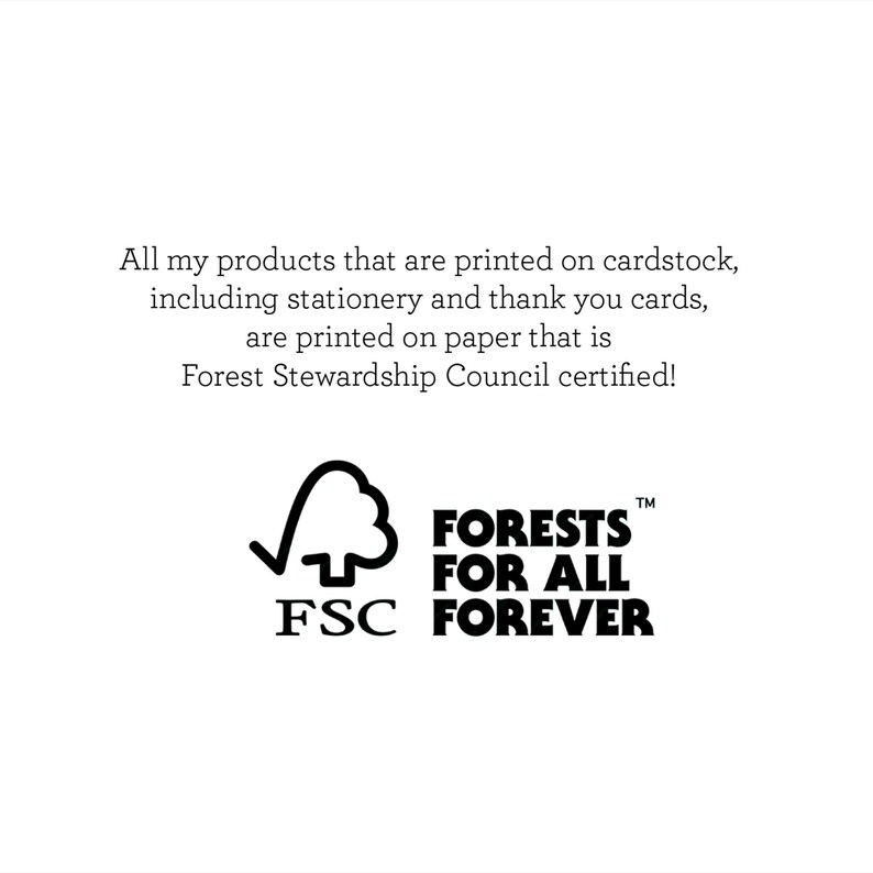 May include: Black and white logo for the Forest Stewardship Council (FSC) with the text "FORESTS FOR ALL FOREVER" and the FSC logo, a checkmark inside a tree.