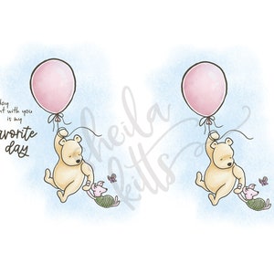 Classic Winnie the Pooh PNG - Winnie the Pooh Artwork - Pooh Illustration - Pooh and Piglet with Balloon - Pooh for Sublimation Pooh Clipart