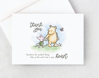 Classic Winnie the Pooh Thank You Card - Classic Winnie the Pooh - Personalized Thank You Card - The Smallest Things - Blank Inside