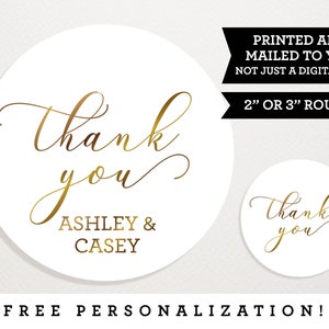 Thank You Stickers for Favors - Round Thank You Labels for Favors - Gold Wedding Favor Shower Favor Party Favor - Circle Thank You Stickers