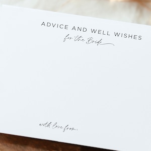 PRINTED Advice Card - Advice for the BRIDE - Advice for the Bride Card - Advice Card for Bridal Shower - Flat Card