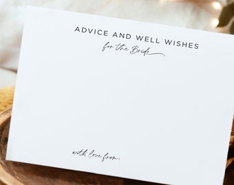 PRINTED Advice Card - Advice for the BRIDE - Advice for the Bride Card - Advice Card for Bridal Shower - Flat Card