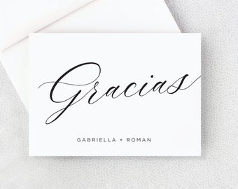 Gracias Card - Personalized Folded Thank You Card with Envelopes - Thank You in Spanish