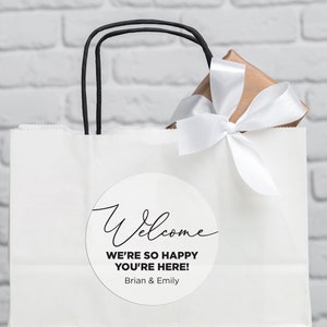 Wedding Welcome Bag Sticker - Black and White - Welcome Bag for Hotel Guests Stickers - STICKER ONLY