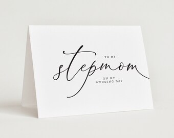 Large Wedding Card to My Stepmom - To My Stepmom on My Wedding Day - Card for Stepmom - Wedding Day Card - 5x7" Folded Card