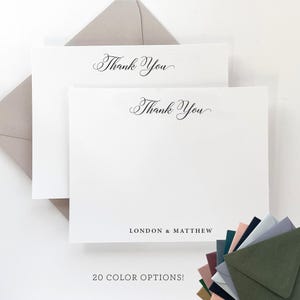 Personalized Thank You Stationery Set - Thank You Note Card Set - Simple Modern Flat Note Card - Set of 16