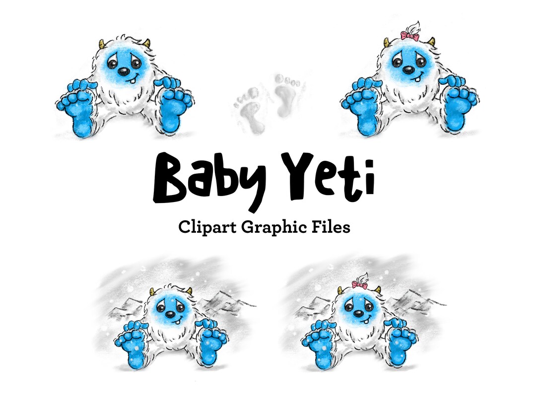 Baby Yeti Clipart Yeti Illustration for Baby Shower Yeti Etsy