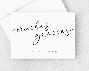 Muchas Gracias Card - Personalized Folded Thank You Card with Envelopes - Thank You in Spanish