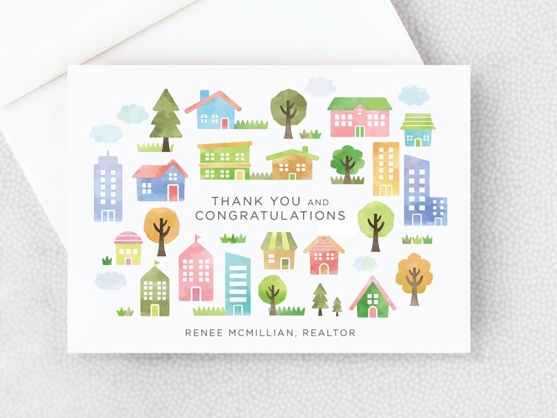 Realtor Thank You Card Thank You Card for Realtors Folded Etsy