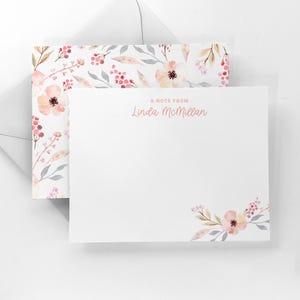 Ensemble de papeterie personnalisée - Ensemble de cartes de correspondance florales - Carte de correspondance plate fleurs sauvages - Cadeau pour elle - Lot de 16