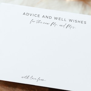 PRINTED Advice Card - Advice for the MR and MRS - Advice for Bride and Groom - Advice for Mr and Mrs - Flat Card