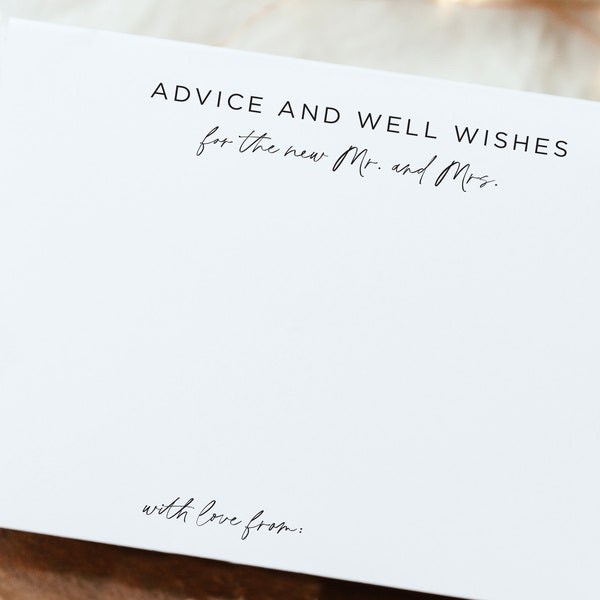 PRINTED Advice Card - Advice for the MR and MRS - Advice for Bride and Groom - Advice for Mr and Mrs - Flat Card