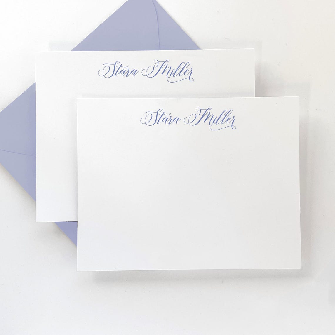 Personalized Stationery Set - Script Note Card Set - Simple Modern Flat ...