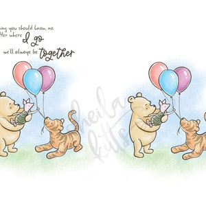 Classic Winnie the Pooh PNG - Winnie the Pooh Artwork Pooh Illustration - Pooh and Piglet with Balloons - Pooh for Sublimation Pooh Clipart
