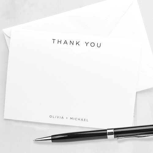 Thank You Card Personalized Flat Thank You Card With Etsy