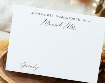 PRINTED Advice Card - Advice for the MR and MRS - Advice for Bride and Groom - Choose your ink color