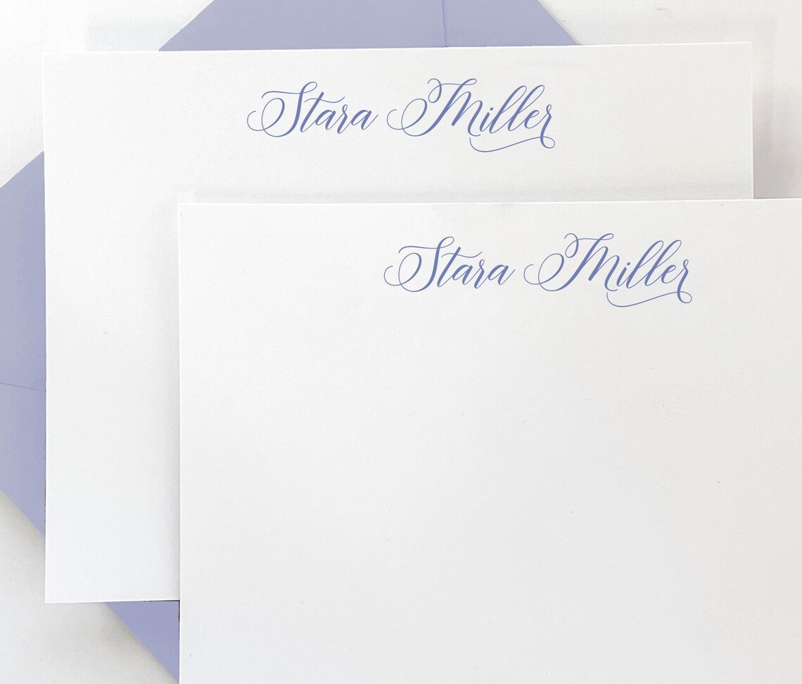 Personalized Stationery Set - Script Note Card Set - Simple Modern Flat ...