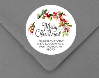 Mistletoe Christmas Address Label - Christmas Address Sticker - Christmas Return Address Label - Merry Christmas Address Label