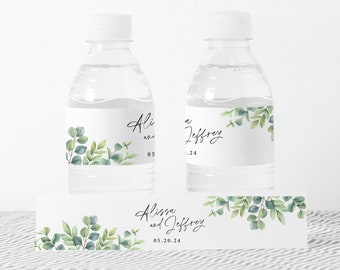 Water Bottle Label - Wedding Water Bottle Label - Bridal Shower Water Bottle Label - Welcome Water Bottle Label - Greenery