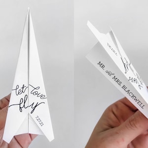 Personalized Paper Airplane Wedding Send Off - Paper Airplanes with Name and Date - Unfolded - Unique Send Off