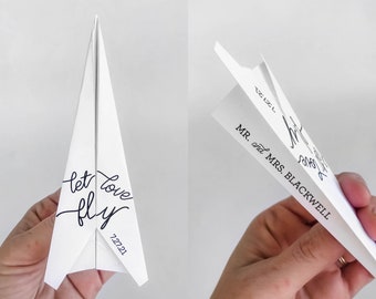 Personalized Paper Airplane Wedding Send Off - Paper Airplanes with Name and Date - Unfolded - Unique Send Off