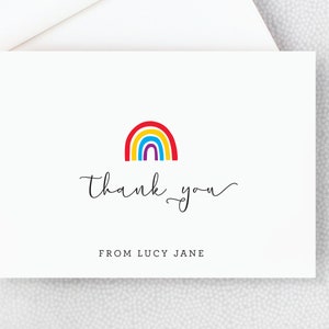 Rainbow Thank You Card - Thank You Card - Personalized Folded Thank You Card with Envelopes - Colorful Rainbow