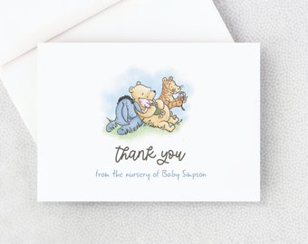 Classic Winnie the Pooh Thank You Card - Classic Winnie the Pooh - Personalized Thank You Card - Blank Inside - With Envelopes
