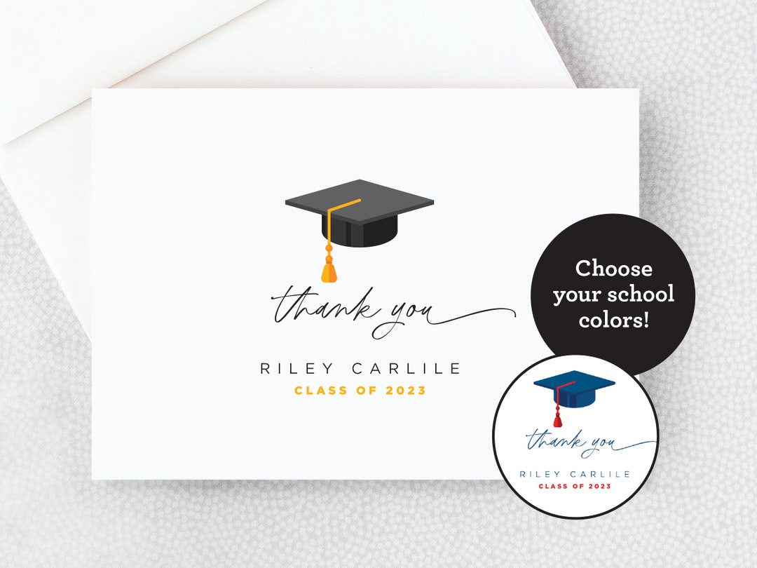 Graduate Thank You Card Personalized Folded Graduation Thank - Etsy