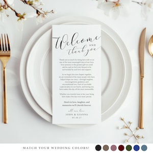 PRINTED Wedding Thank You Card - Table Thank You Card - Personalized Welcome and Thank You Card  - Welcome and Thank You