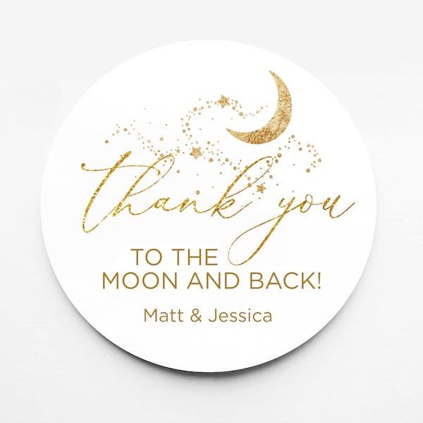 Thank You Baby Shower Favor Sticker - Thank You to the Moon and Back - Twinkle Twinkle Theme - Baby Shower Favor Sticker -