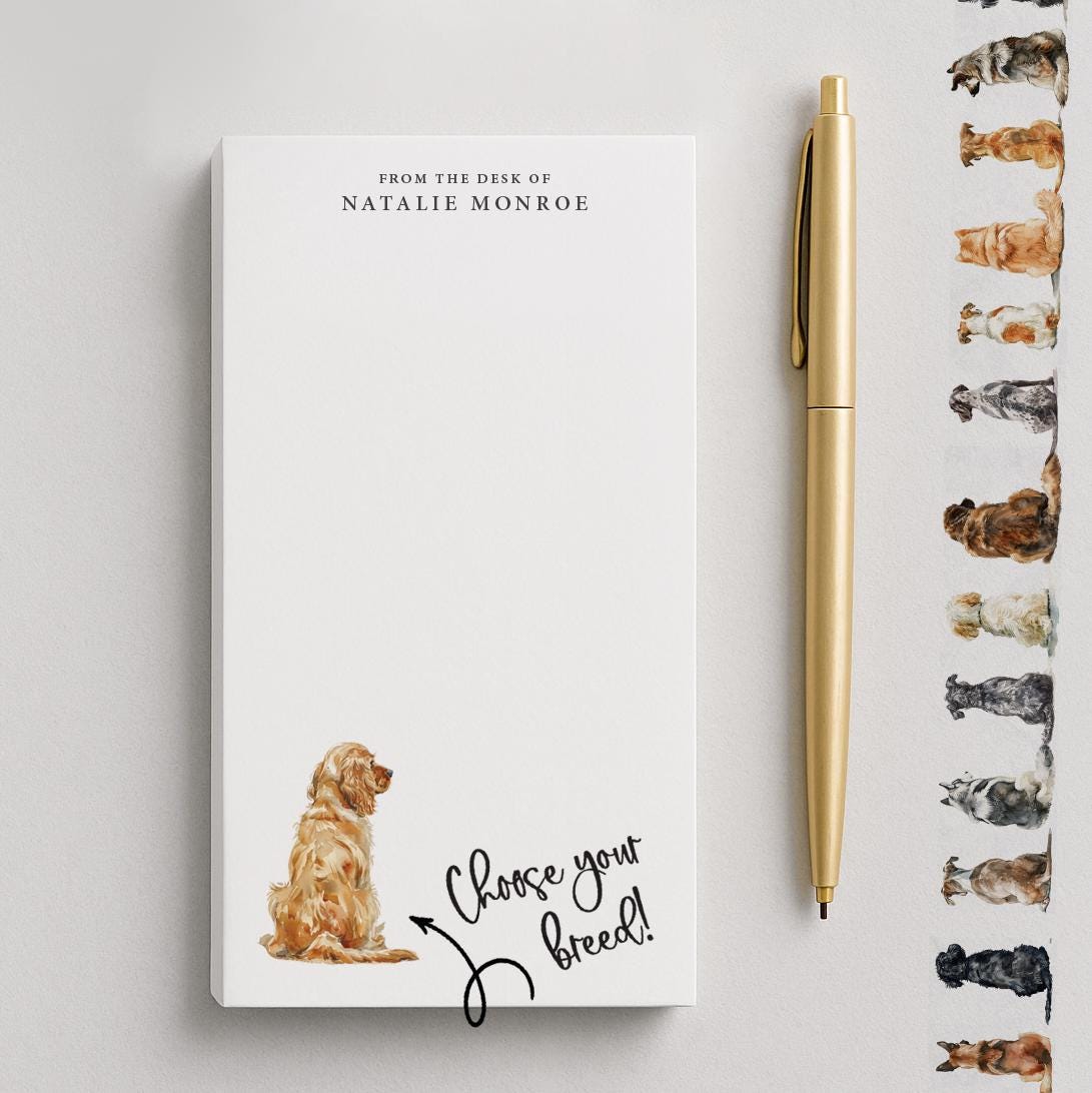 Personalized Notepad - Custom Personalized Gift for Dog Owner - Custom Dog Breed Notepad with Name - Gift for Her