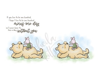 Classic Winnie the Pooh PNG - Winnie the Pooh Artwork - Pooh Illustration - Pooh with Piglet on Belly - Pooh for Sublimation