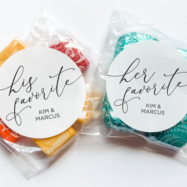 His and Her Favorite Favor Stickers - Wedding Favor - Wedding Favor Sticker - Shower Favor Sticker - His Favorite - Her Favorite