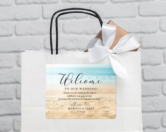 Destination Wedding Welcome Bag Sticker - Beach Welcome Bag for Hotel Guests Stickers - Welcome to Wedding - Beach Wedding