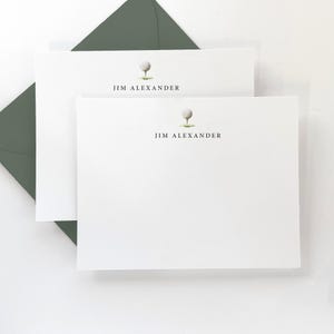 Ensemble de papeterie personnalisée pour homme - Ensemble de cartes de correspondance de golf - Carte de correspondance plate pour homme - Cadeau pour lui - Cadeau pour golfeur - Lot de 16
