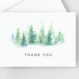 Woodland Thank You Card - Rustic Wedding Thank You Card - Forest Thank You Card and Envelopes - Pine Tree Thank You Note