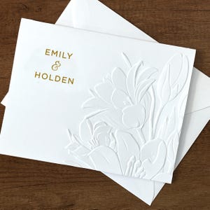 Embossed Folded Note Cards - Personalized Couple Thank You Cards - Wedding Thank You Cards - Stationery - Lily