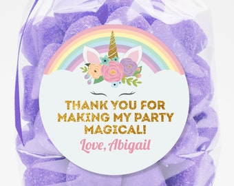 Unicorn Party Favor Sticker - Unicorn Birthday Party - Sticker for Favor - Unicorn Party Favor - Thank you for making my party magical