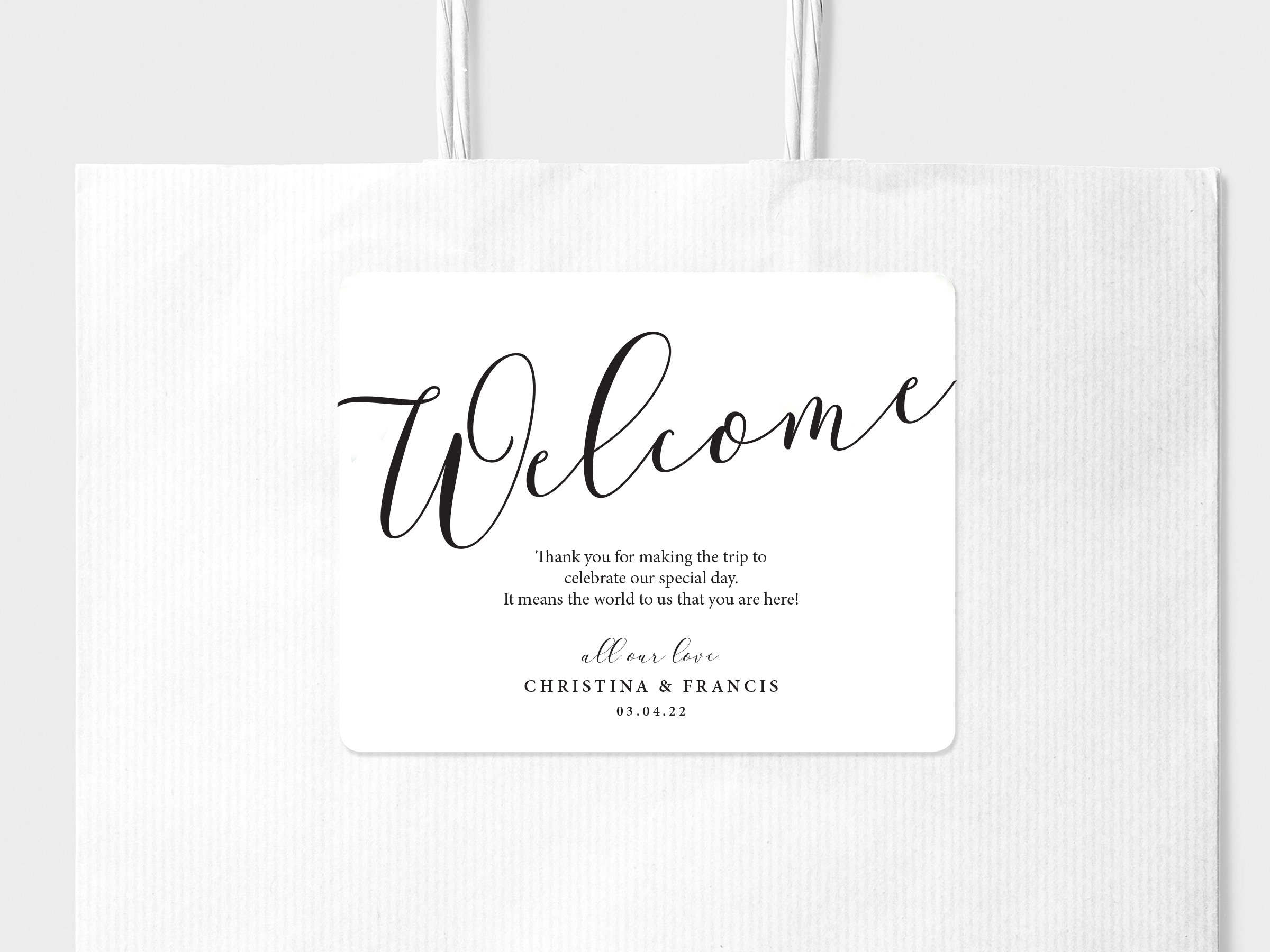 Printed Wedding Welcome Bag Tags, Boho Wedding Gift Tags, Tote Bag