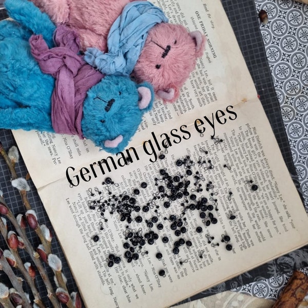 3 Pairs Glass German Black Glossy Eyes/German Glass Eyes for Teddy/Eyes Diameter 2mm to 9mm/Glass Eyes on Loop