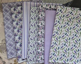 Designer "January Bullfinch" Fabric Collection - 7pcs 100% Cotton Fabric Set, Small Print for Dolls & Crafts
